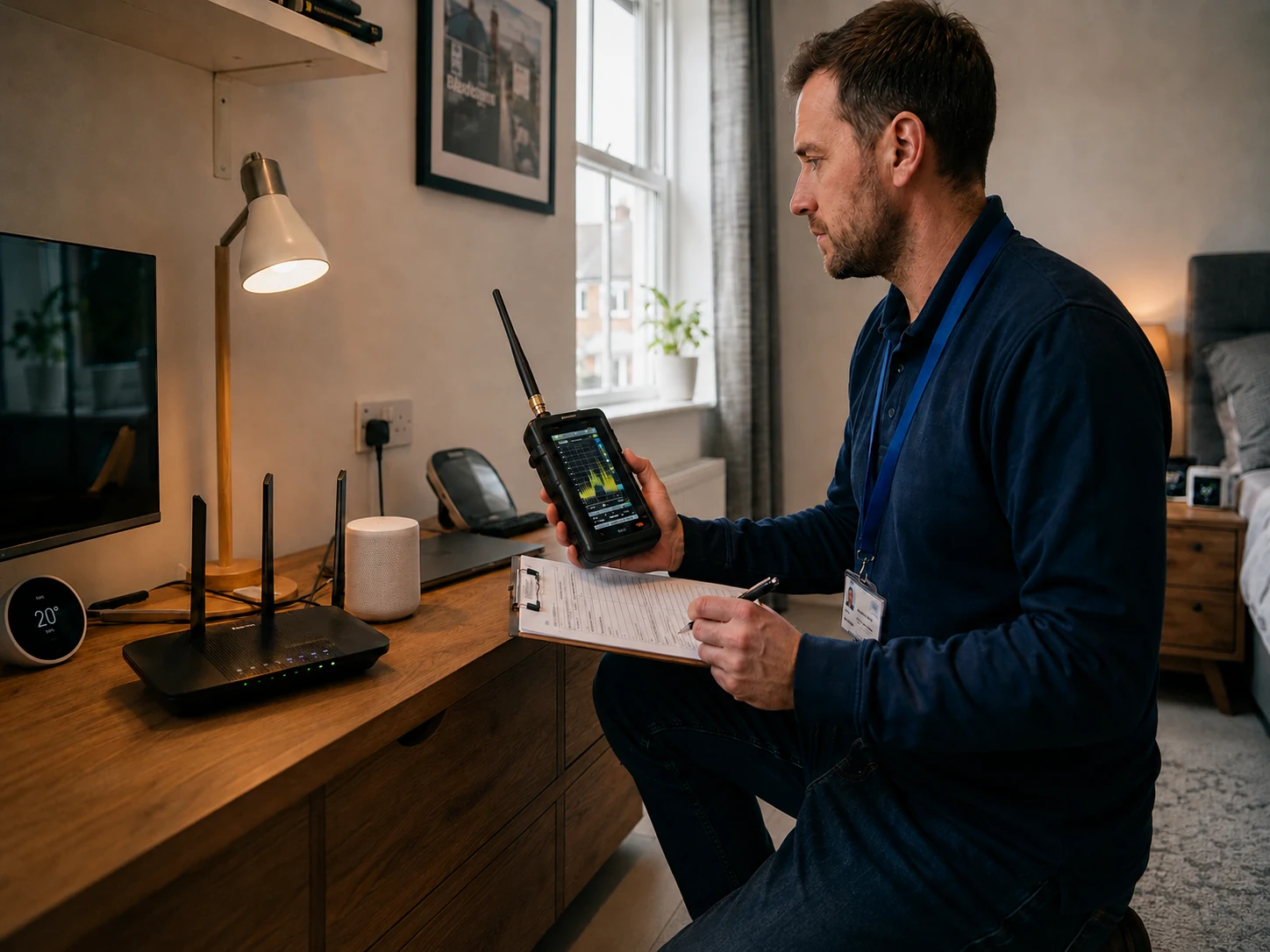 EMF home testing around Wi-Fi router and household wireless equipment
